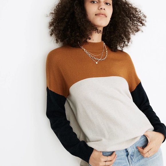 Madewell Colorblock Mockneck Sweater - Picture 1 of 7